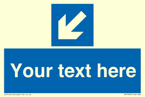 Custom Mandatory directional sign, blue arrow down and left